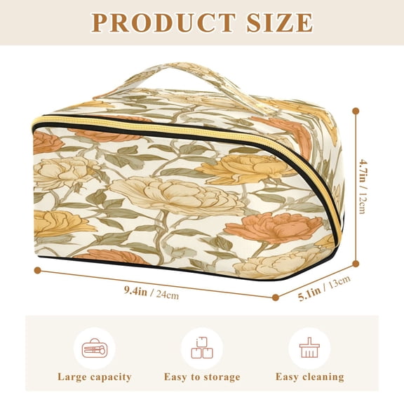 Iauyy Rhombus Cosmetic Bag with Handle Large Capacity Luxury Twill Travel Makeup Bag ,Art Nouveau Elegance