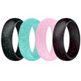 thumbnail image 2 of Bangcool 4PCS Silicone Ring Fashion Shimmering Powder Wedding Ring Couple Ring, 2 of 10