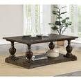thumbnail image 2 of Homestock Lakeside Living Rectangular Coffee Table With Turned Legs And Floor Shelf Coffee Table - 30"D X 50"W X 19"H, Plank Design Floor Shelf, Elongated Turned Legs, 2 of 5