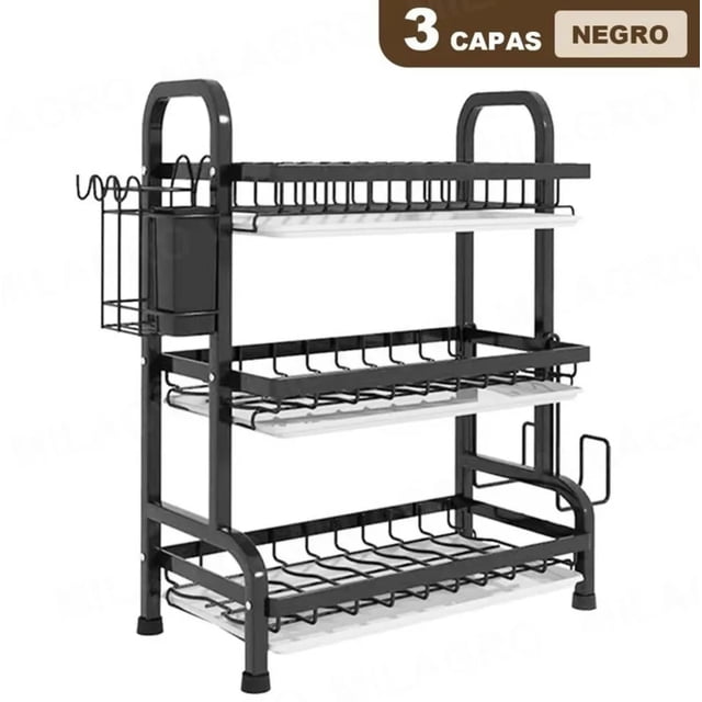 Escurridor de platos de acero al carbono de tres niveles