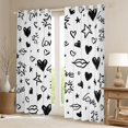thumbnail image 2 of Manfei Stars Loves Print Black Out Curtains,Graffiti Artwork Curtains Pack of 2 (42x63 Each),White Black Bedroom Curtains For Girls Kids,Ultra Soft Home Decor, 2 of 6