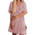 thumbnail image 1 of SAYOO , vestido de chifón de verano para mujer, vestido informal de media manga con cuello en V y estampado de puntos de Color sólido para fiesta SAYOO  Moda, 1 of 9