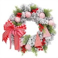 thumbnail image 2 of Adornos navideños, regalos navideños, bolas navideñas, piñas de terciopelo, lazos, bayas rojas, círculos, guirnalda de flores, decoración colgante, corona de plástico., 2 of 8