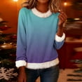 thumbnail image 2 of UTSJKR Christmas Sweatshirts for Women, Faux Fur Trim Casual Loose Long Sleeve Pullover Crewneck Long Sleeve Gradient Pullover Purple XXL, 2 of 5