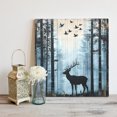 thumbnail image 2 of Wall Art Prints, Forest Elk Framed Canvas Prints for Bedroom Living Room Bathroom Office, Deer Birds Nature Tree Antlers Mountain Gallery Wrap Wall Art Poster for Gifts Home Decor 8"x8", 2 of 9