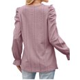 thumbnail image 6 of Nlife Women Puff Long Sleeve Eyelet Blouse Casual Tunic Top, 6 of 6