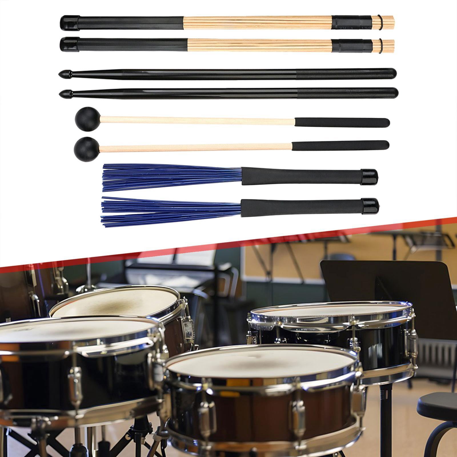 QccHieUs Drum Sticks Mallets Brushes Set Drumsticks Percussion Instrument Accessories for