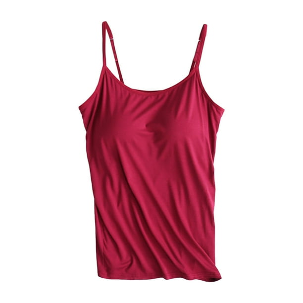 Camiseta sin mangas con tirantes y cojín en el pecho - Sin anillas de acero, diseño elástico acanalado para uso informal/deportivo - S-XXL
