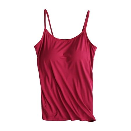 MPWEGNP Cotton Shelf Bra Camisoles Adjustable Spaghetti Strap Tank Tops Basic Layer