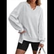 thumbnail image 2 of Sudaderas Oversize para Mujer, Camisetas de Larga con Cuello en V, Jersey Holgado, Atuendo de Otoño 2025. Gris L, 2 of 8