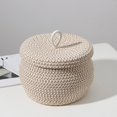 thumbnail image 2 of Hand-woven Storage Basket with Lid Cotton Rope Container for Eggs Snack Tray Baby Laundry Toy Organizer Home Decorations, 2 of 8