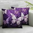 thumbnail image 3 of GOSMITH White Purple Butterflies Print Throw Pillow Cover Decorative Throw Pillow Covers Soft Couch Pillowcase Square Cushion Case Farmhouse Pillow Covers For Sofa Bedroom Living Room Home Decor, 3 of 5