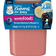 Gerber 2nd Foods Natural for Baby WonderFoods Baby Food, Banana with Mixed Berry, 4 oz Tubs (2 Pack)
