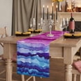 thumbnail image 2 of Blue Pink 90 Inch Table Runner, Gradient Color Block Abstract Modern Painting Farmhouse Dresser Scarf Cotton & Linen Tablerunner for Dining/Kitchen Island/Holiday Party Décor 13" x 90", 2 of 9