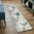 thumbnail image 3 of Vintage Coastal 2'x6' Runner Rugs for Hallway Kitchen Bedside Non Slip Washable, Sea Turtle Octopus Coral Beach Nautical Entryway Rug Runners with Rubber Backing, Long Carpet Runner for Laundry Room, 3 of 8