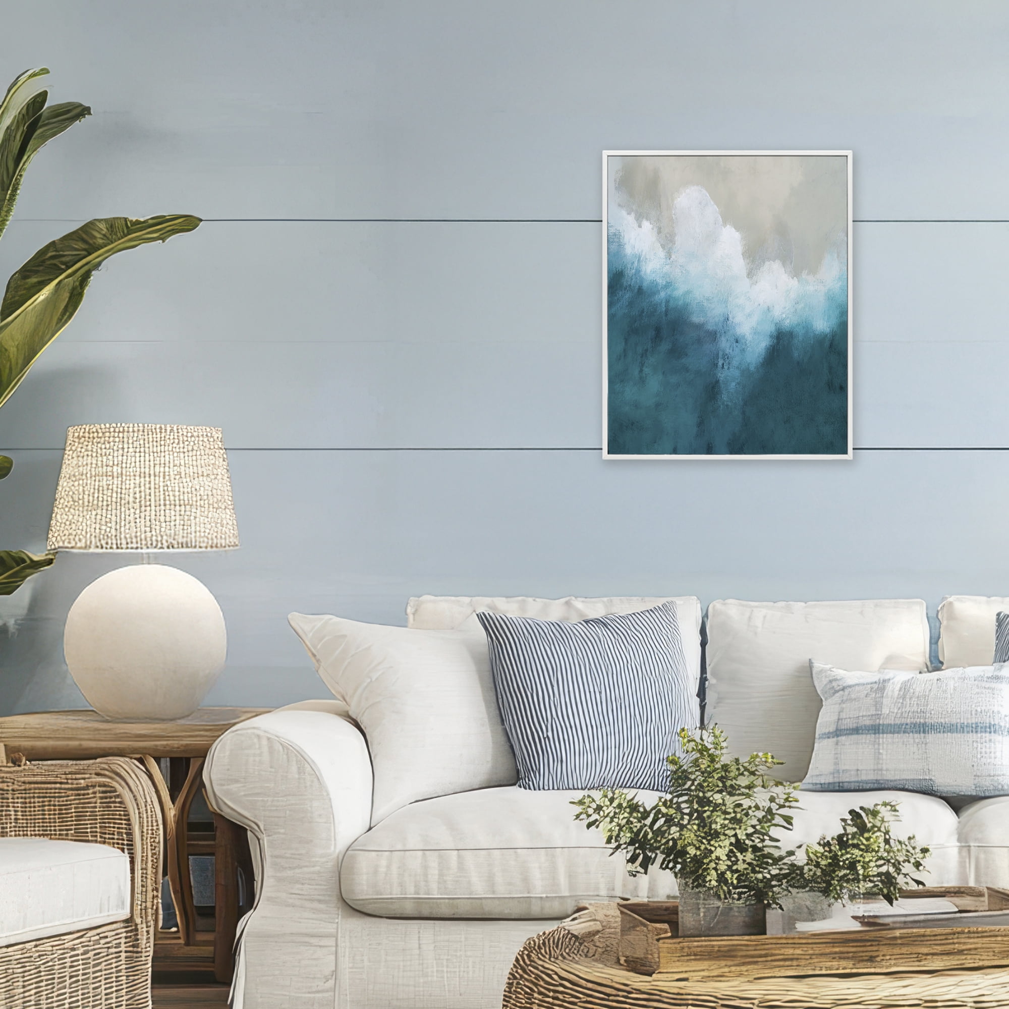 Stupell Industries Aerial Tide Abstraction White Framed Giclee Art, design by Denise Brown
