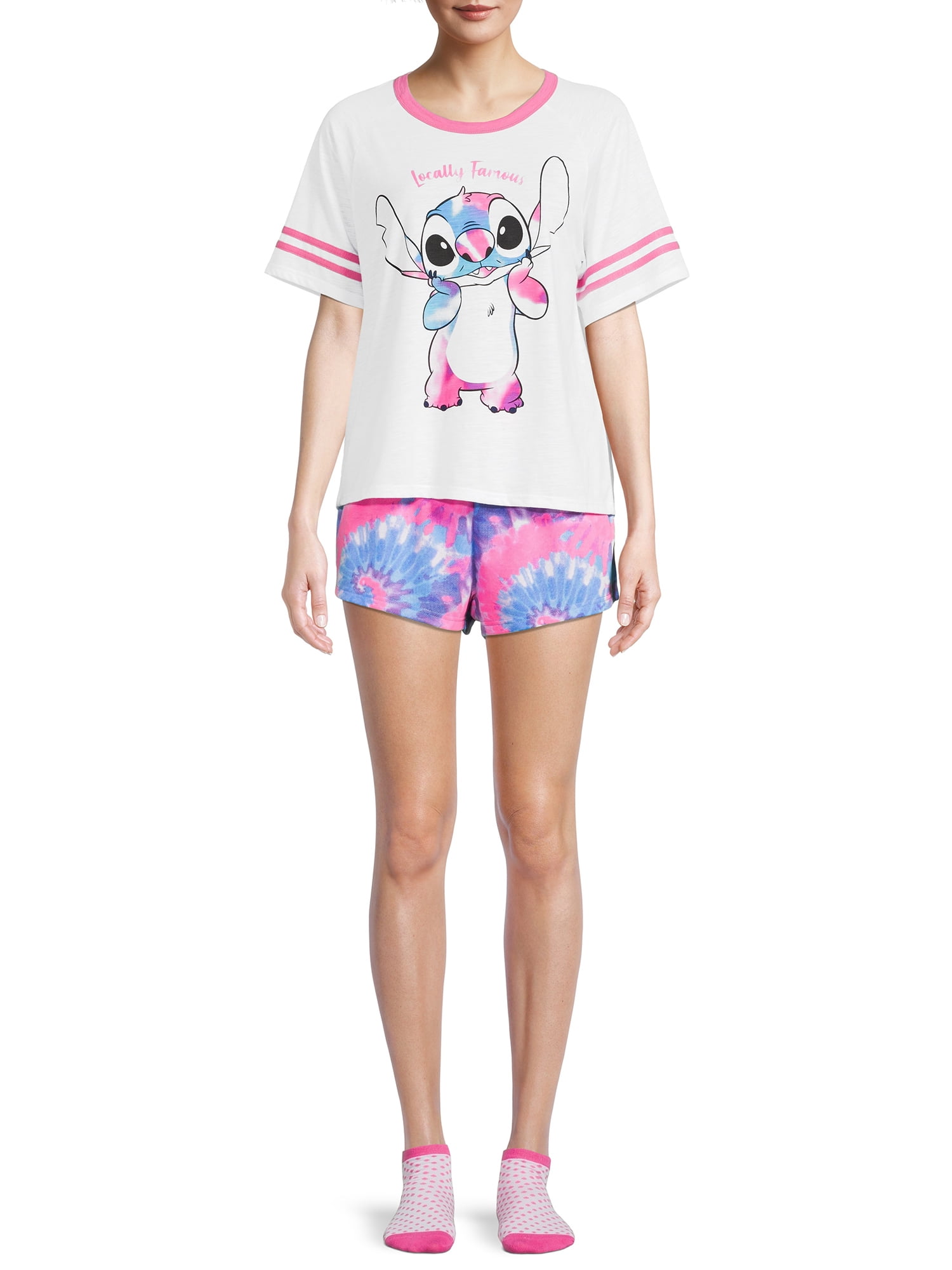 Details about   Lilo & Stitch Pajamas Set Size M-XL Womens Halloween Shirt and Shorts Disney NEW