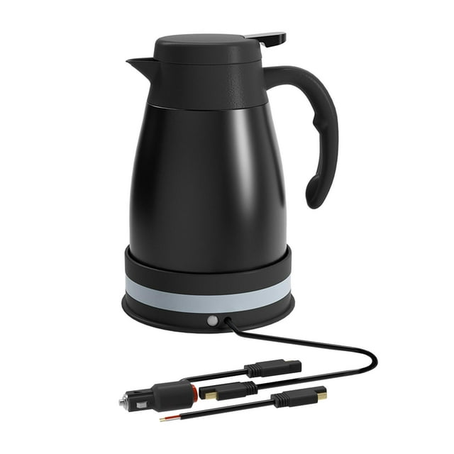 DOLITY Car Electric Kettle Pot 24V 1200ml Boil Water Tea Coffee Fast Boiling Car Kettle Black