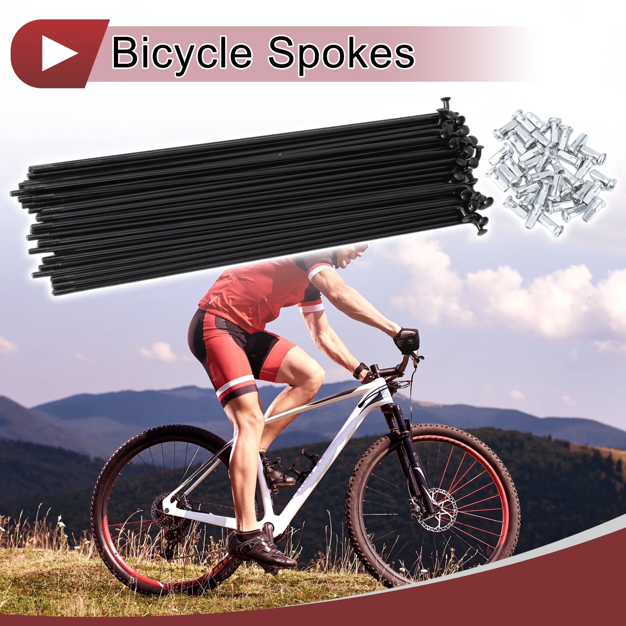 Unique Bargains 36 Set 12G Bicycle Spoke 12G Bike Wheel Spokes 45 Steel Black-193mm