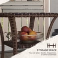 thumbnail image 3 of Outdoor Coffee Table with Water-Ripple Glass Top and Storage Shelf, Hand-Woven PE Rattan Side Table with Steel Frame, 19.7" x 19.7" x 21.7", Mixed Brown for Patio and Garden, 3 of 5