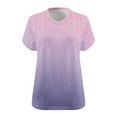 thumbnail image 5 of Fanxing Ladies Plus Size T Shirts S Purple Gradient Graphic Tees Oversized V Neck Short Sleeve Summer T-shirt, 5 of 5