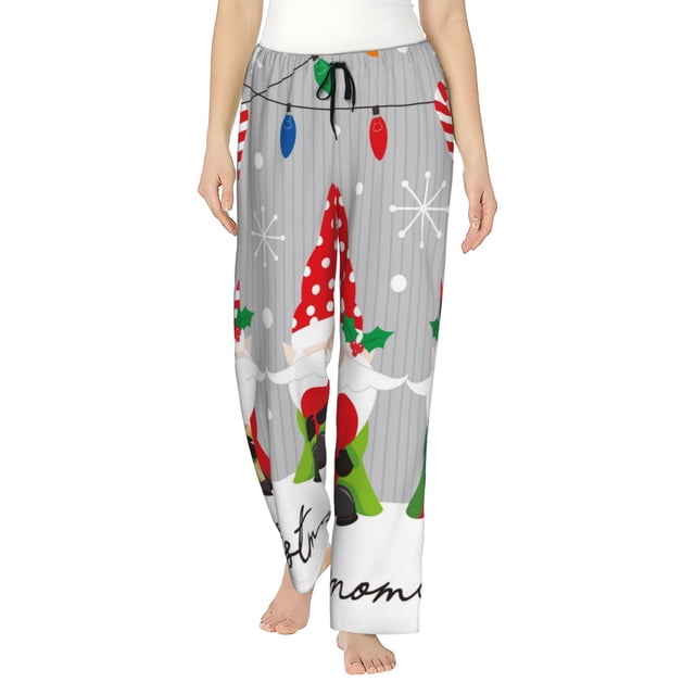 Fotbe Merry Christmas Gnome1 Pantalones de Pijama para Mujer, Pantalones de Dormir, Pantalones Pj con Cordón y Bolsillos-Medium