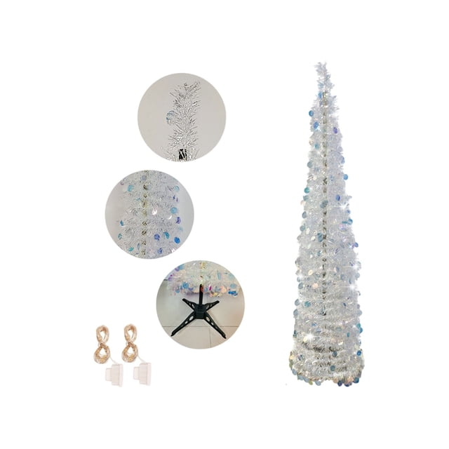 Foldable Christmas Tree with Lights, Space-Saving Artificial Tree for Small Rooms, Collapsible Holiday Decoration