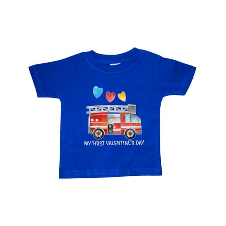 

Inktastic My 1st Valentine s Day Fire Truck with Hearts Gift Baby Boy or Baby Girl T-Shirt