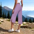 thumbnail image 4 of MLQIDK Pedal Pushers for Women Capri Pants Dressy Casual Knee Length Elastic Waist Cropped Pants Trendy Summer Crop Capri Pants with Pockets Pink XL, 4 of 6