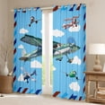 thumbnail image 2 of Homewish Cartoon Aircraft Airplane Blackout Curtains Set of 2 (52x84 Each),Watercolor Graffiti Window Curtains,Geometric Striped Lines Curtains and Drapes For Boys Kids,Breathable Home Decor, 2 of 6