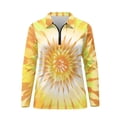 thumbnail image 4 of Yuyamidu Orange Yellow Long Sleeve Golf Shirts for Woman Whilpool Tie Dye Athletic Tennis Shirts Trendy Quarter Zip Workout Shirts Size XS, 4 of 8