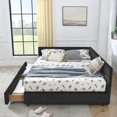 thumbnail image 6 of GAKMCIL Queen Size Upholstered Tufted Bed Frame,Sofa Velvet Bed Frame with Comfortable Backrest and Armrests,Daybed for Bedroom, Living Room Black(85.5''*64.5''*29.5''), 6 of 9