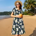 thumbnail image 4 of Cauagu Lilies Flowers Print Summer Dresses for Women 2025 Loose Short Sleeve Casual Sundresses with Pockets, 4 of 6