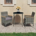 thumbnail image 1 of vidaXL 3 Piece Garden Bistro Set Poly Rattan and Tempered Glass Grey, 1 of 5