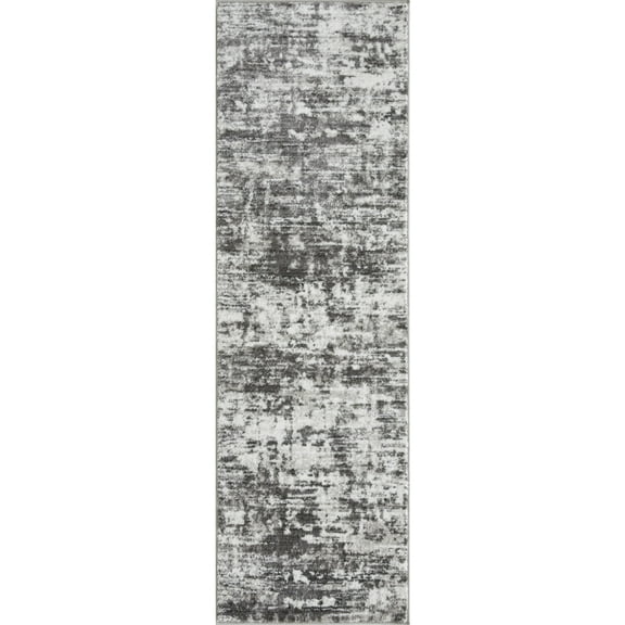 Loomaknoti Rhane Akason 2' x 7' Gray Abstract Indoor Polypropylene Runner Rug