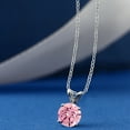 thumbnail image 2 of Gem Stone King 925 Sterling Silver Pink Zirconia Pendant Necklace for Women (1.50 Cttw, Gemstone Birthstone, Round 6MM, With 18 inch Silver Chain), 2 of 5