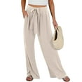 thumbnail image 3 of TANBOM Women's Summer Elasticated Slouchy Wide Leg Pants with Pockets Apricot S, 3 of 6