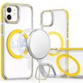 thumbnail image 5 of For Samsung Galaxy S25 /S24 Case, Hybrid Clear Back Case with Invisible Camera Bracket Stand, MagSafe Magnetic Circle, Shockproof Color Frame Phone Cover (Yellow), 5 of 12