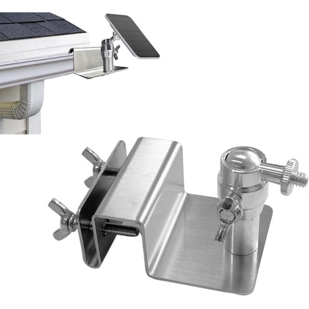 Gutter Mount for Eufy, Arlo Solar Panel , Adjustable Stainless Steel Mount Bracket to get Sun , No Drill Installation Compatible with Eufy S220 Camera