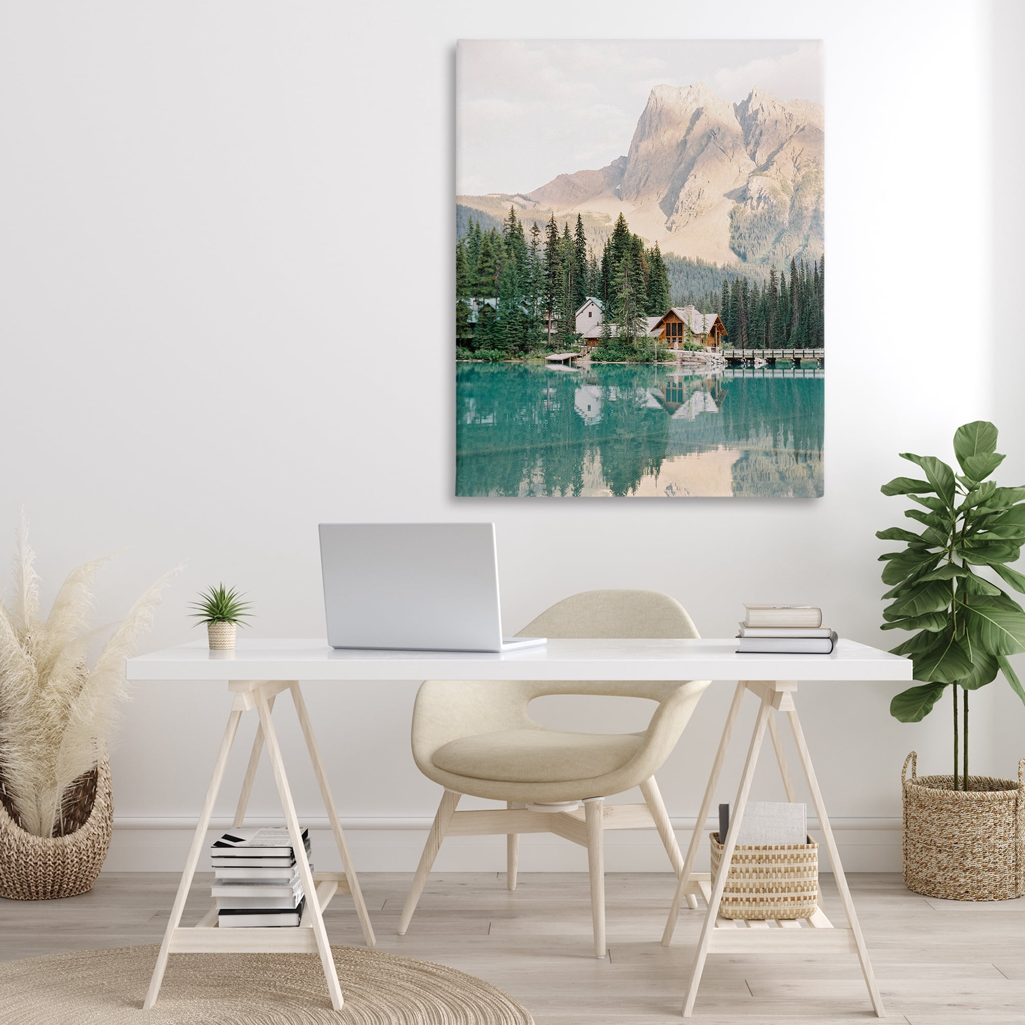 Stupell Industries Lakeside Cabin Landscape Landscape Photography Gallery Wrapped Canvas Art Print Wall Art, 36 x 48