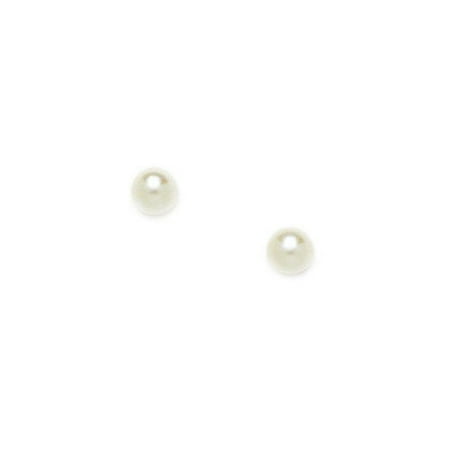 Jewelryweb 14k Yellow Gold White Genuine Cultured Pearl Round Screwback Earrings
