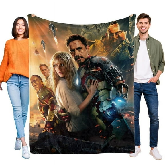 Iron Man Movie Blanket Soft Throw Blanket Micro Fleece Fuzzy Blankets Thin Bed Couch Decor Adult Nap Bedroom Car All Season Birthday Gifts 40"X50"