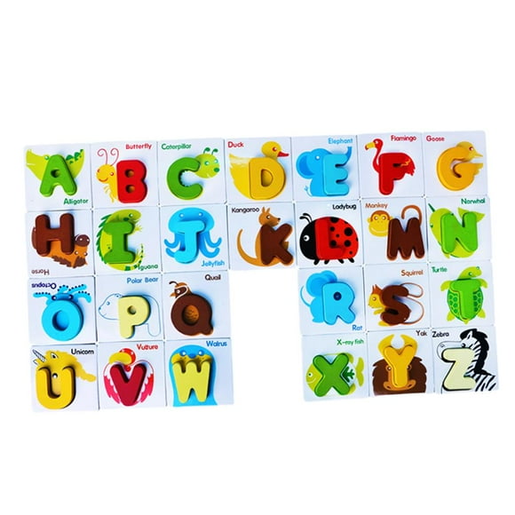 GUOOL Kids Wooden Letter ABC Alphabet Animal Puzzle Pre-School Learning Toy