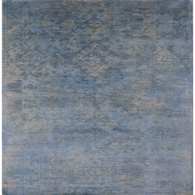 Ahgly Company Machine Washable Indoor Square Industrial Modern Light Slate Gray Area Rugs, 7' Square