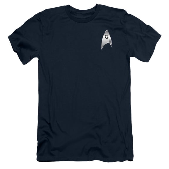Star Trek Discovery Sciences Badge Adult 30/1 T-Shirt Navy
