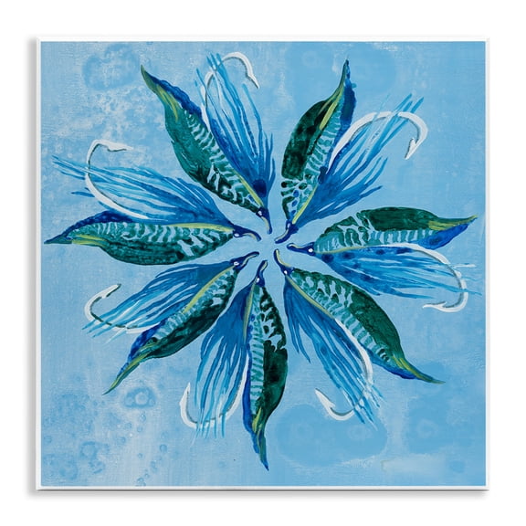 Stupell Industries Blue Flower Shape Design Floral Painting Unframed Art Print Wall Art, 12 x 12