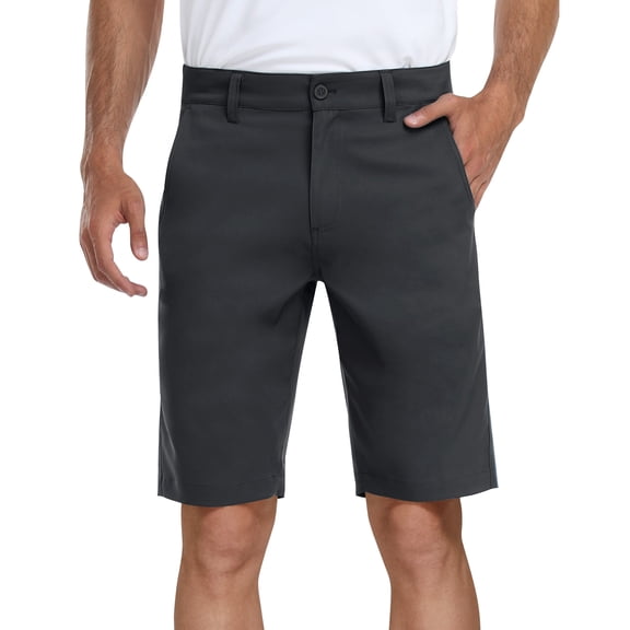 PULI Men’s 10" Golf Shorts Dress Casual Summer Flat Front Lightweight Travel Shorts with Pockets