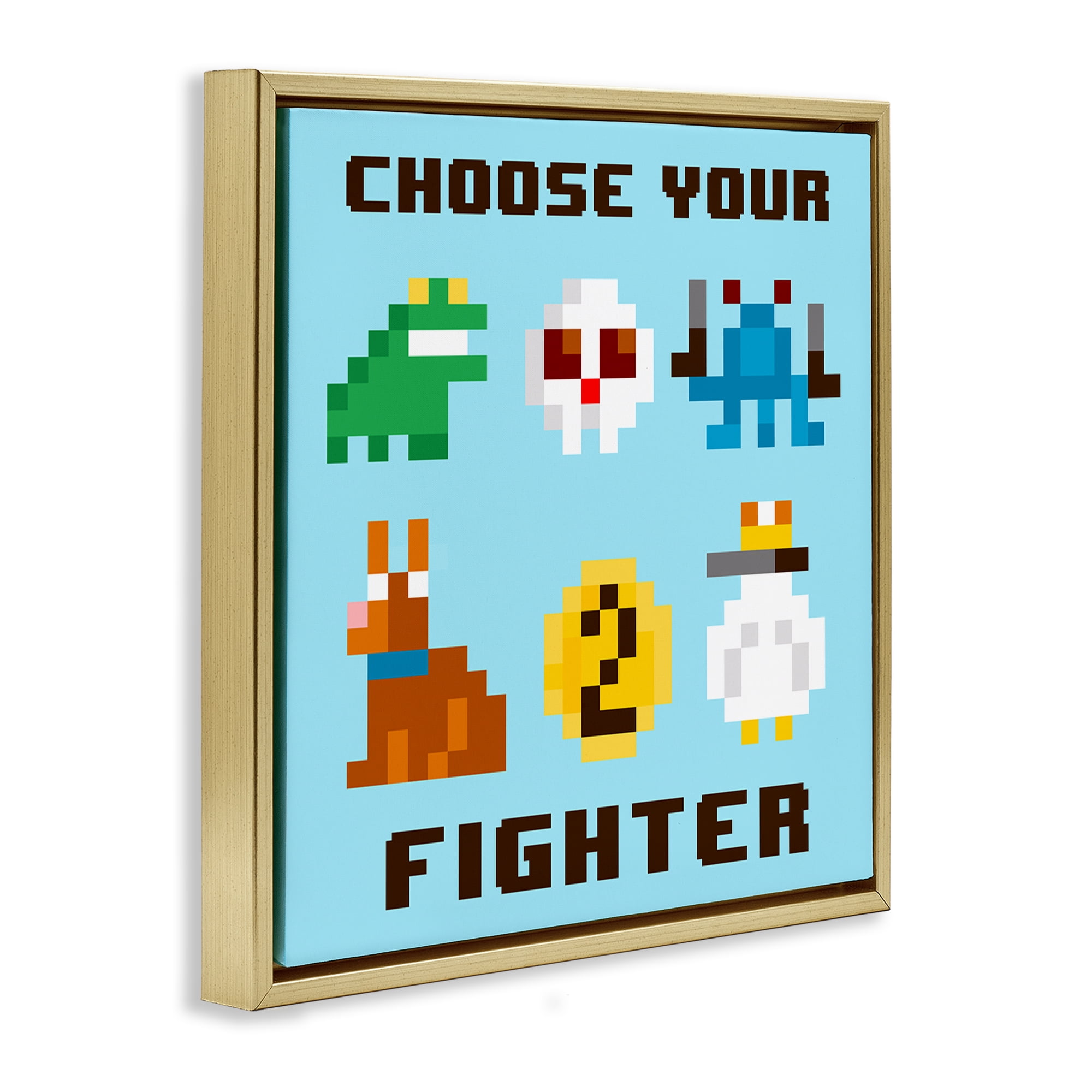Stupell Industries Choose Gaming Fighter Entertainment Painting Gold Floater Framed Canvas Art Print Wall Art, 18 x 18