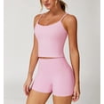 thumbnail image 3 of PISONIC Two Piece Workout Sets For Women Spaghetti Straps Tank Top and High Waist Booty Lifting Shorts Gym Yoga Active Outfits, 3 of 11