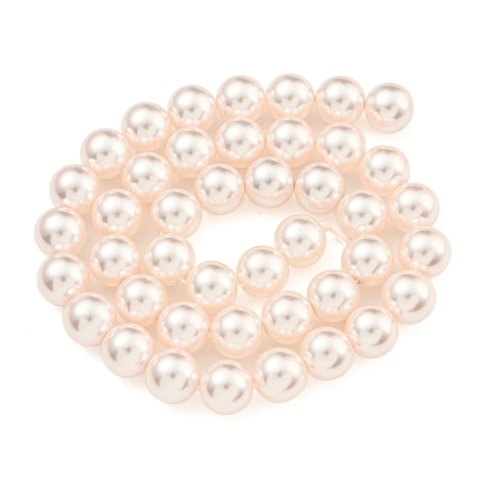 Glass Pearl Beads Strands Round PeachPuff 10mm Hole: 0.6mm 43pcs/strand 16.18''(41.1cm)